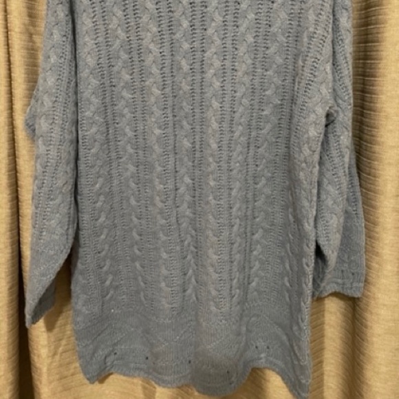 BFA Classics Small Long Sleeve Blue Cable Knit Sweater with Border - Picture 2 of 4